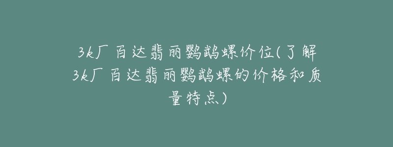 3k廠百達翡麗鸚鵡螺價位(了解3k廠百達翡麗鸚鵡螺的價格和質(zhì)量特點)