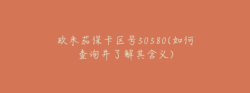 歐米茄保卡區(qū)號50580(如何查詢并了解其含義)