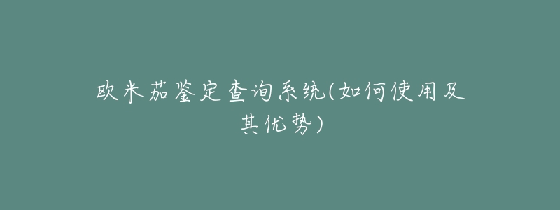 歐米茄鑒定查詢系統(tǒng)(如何使用及其優(yōu)勢)