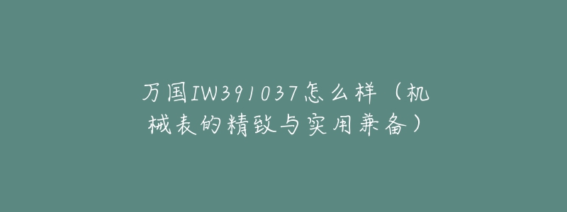 萬(wàn)國(guó)IW391037怎么樣（機(jī)械表的精致與實(shí)用兼?zhèn)洌? title=