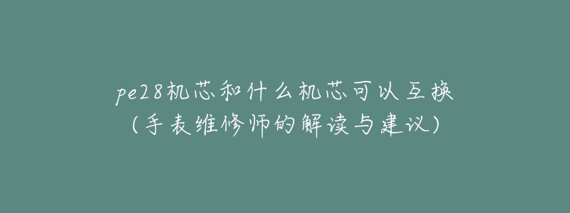 pe28機芯和什么機芯可以互換(手表維修師的解讀與建議)