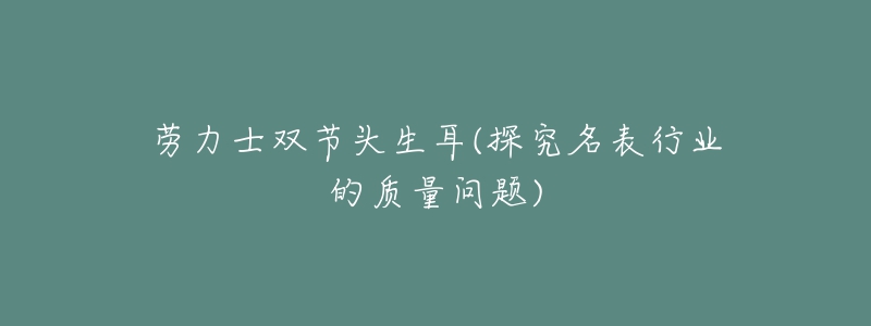 勞力士雙節(jié)頭生耳(探究名表行業(yè)的質(zhì)量問(wèn)題)