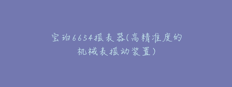 寶珀6654搖表器(高精準(zhǔn)度的機(jī)械表?yè)u動(dòng)裝置)