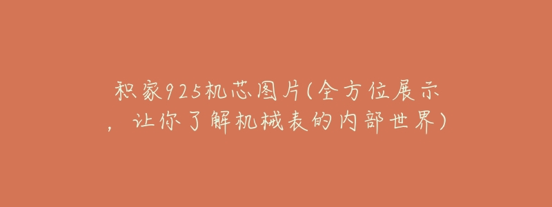 積家925機(jī)芯圖片(全方位展示，讓你了解機(jī)械表的內(nèi)部世界)