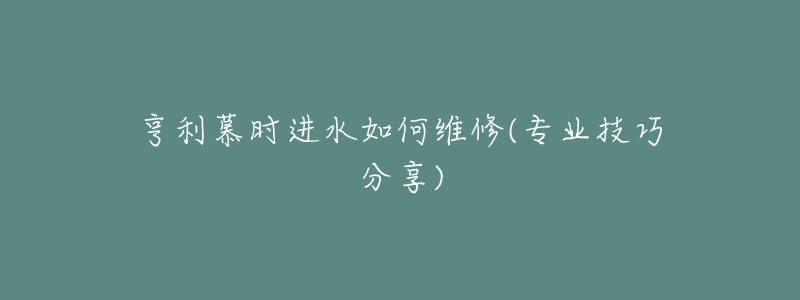 亨利慕時(shí)進(jìn)水如何維修(專業(yè)技巧分享)