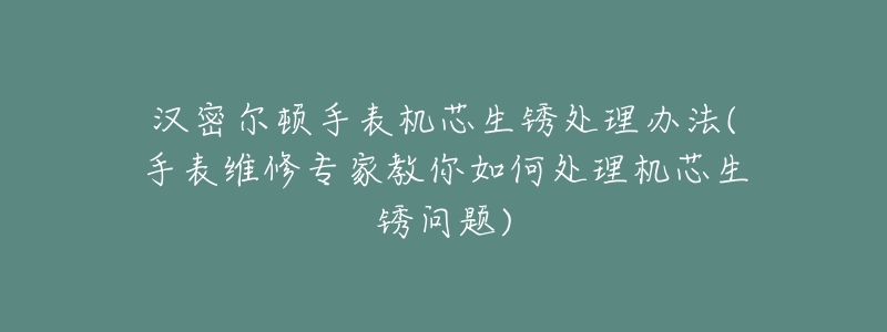 漢密爾頓手表機芯生銹處理辦法(手表維修專家教你如何處理機芯生銹問題)