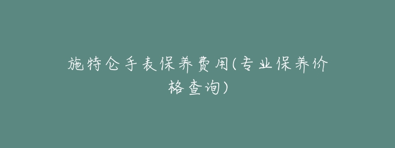 施特侖手表保養(yǎng)費用(專業(yè)保養(yǎng)價格查詢)