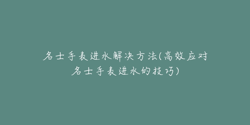 名士手表進水解決方法(高效應(yīng)對名士手表進水的技巧)