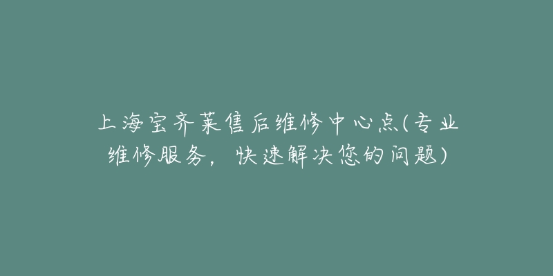 上海寶齊萊售后維修中心點(專業(yè)維修服務，快速解決您的問題)