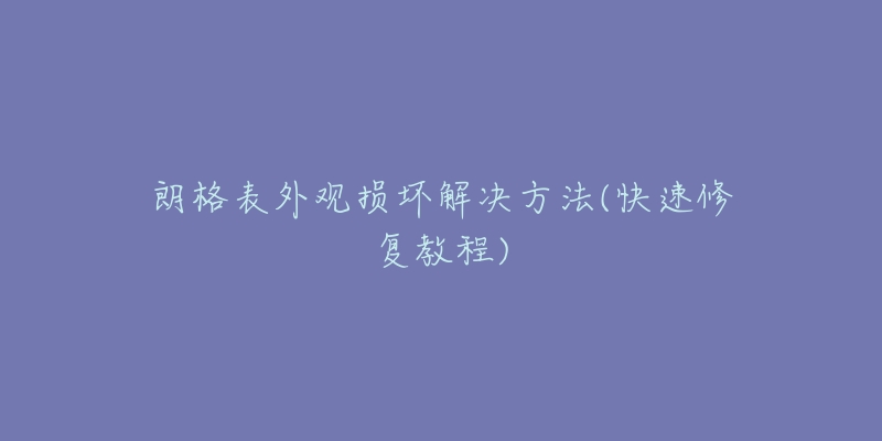 朗格表外觀損壞解決方法(快速修復(fù)教程)